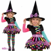 Déguisement sorcière coloré fille Halloween